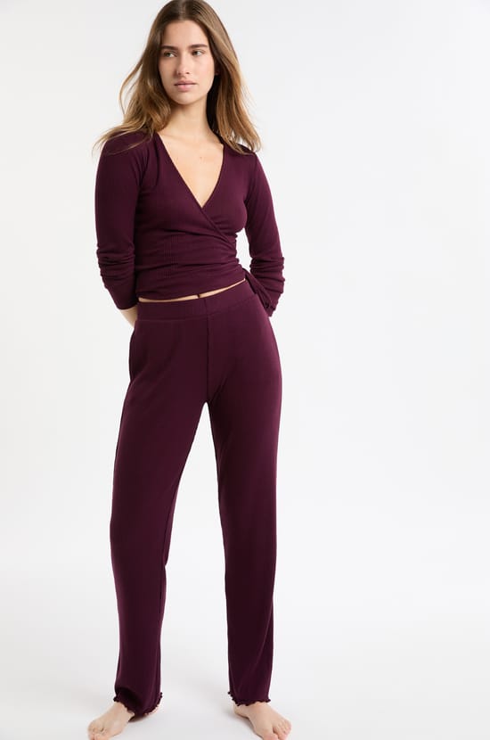 Spodnie piżamowe proste;${refinementColor}