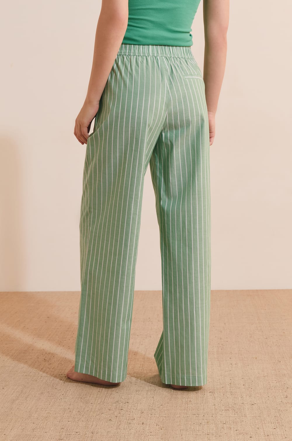 Pantalon de pyjama &agrave; rayures en coton;${refinementColor}