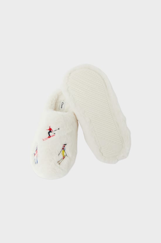 Chaussons mules en fausse fourrure à motifs;${refinementColor}