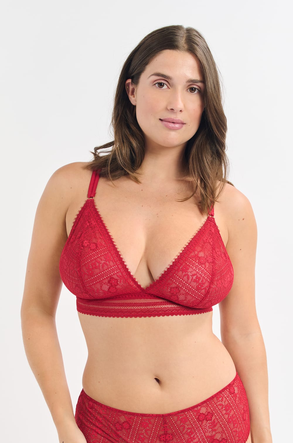 Soutien-gorge triangle en dentelle;${refinementColor}