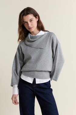 Asymmetric Shawl Collar Sweater;${refinementColor}