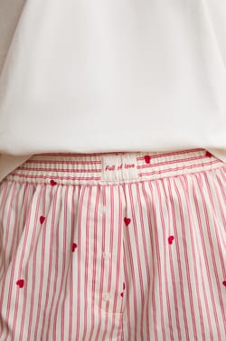 Short de pyjama &agrave; rayures et c&oelig;urs avec coton;${refinementColor}