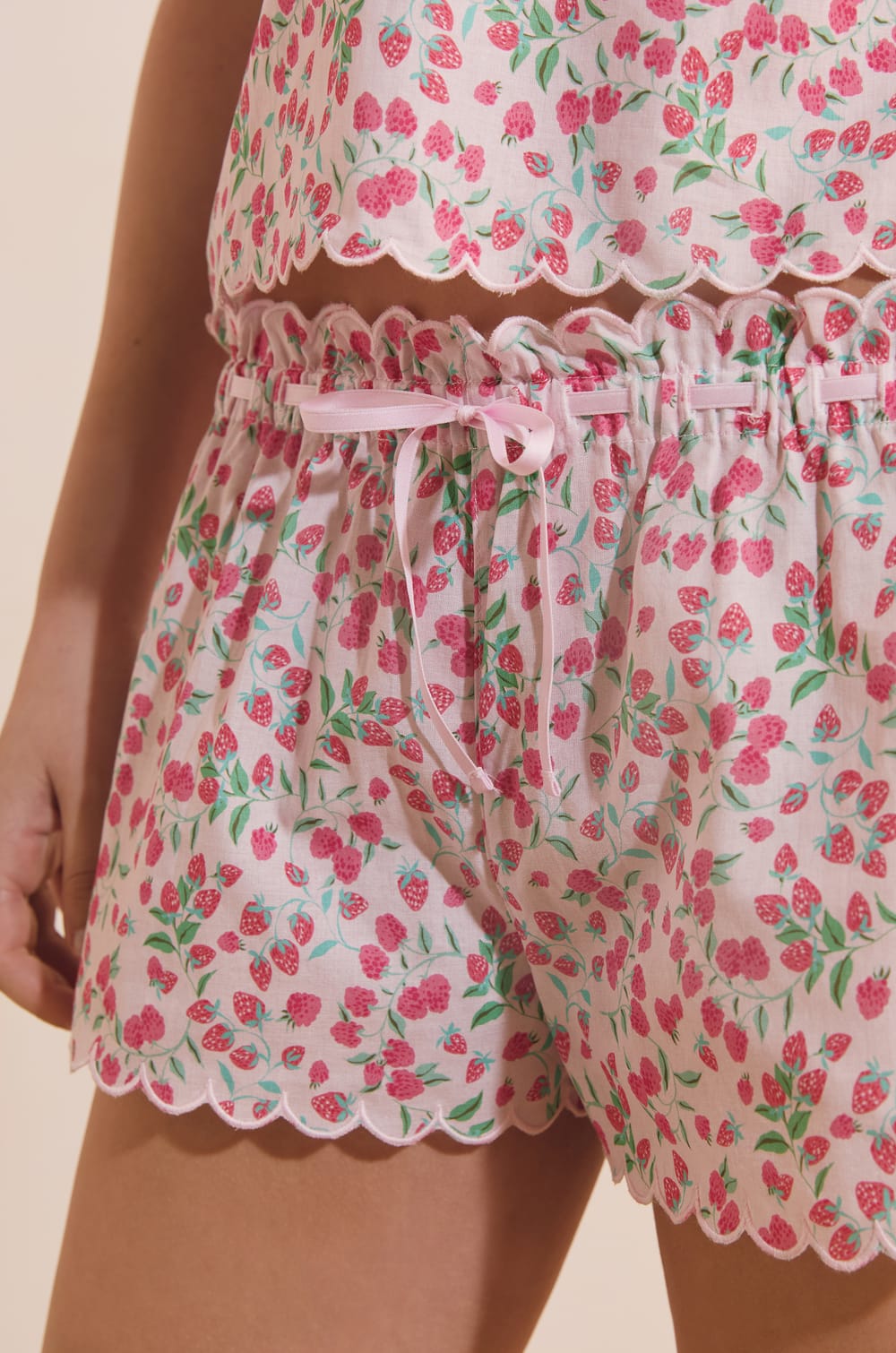 Pantal&oacute;n corto de pijama estampado de algod&oacute;n;${refinementColor}