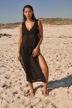 Robe longue en coton avec d&eacute;tail bijou;${refinementColor}