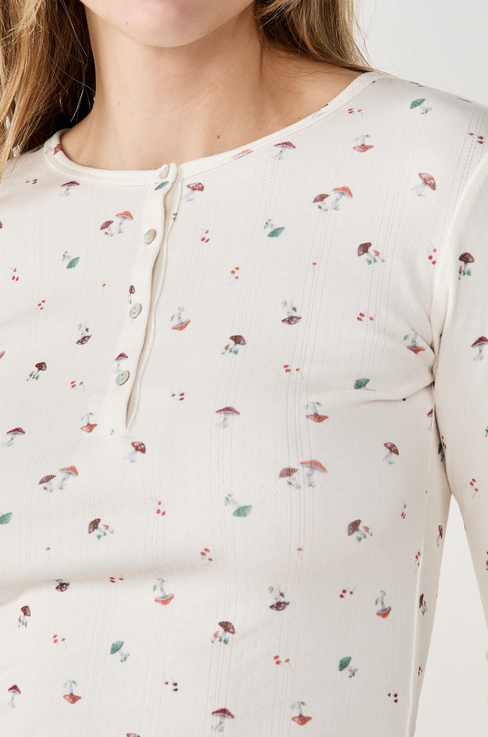 Mushroom Print Pajama T-Shirt;${refinementColor}