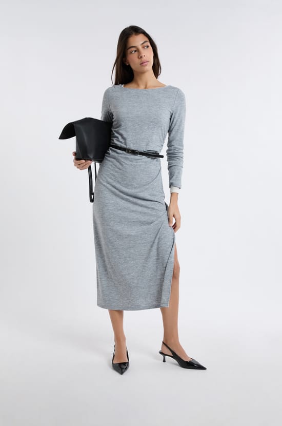 Robe longue &agrave; col bateau;${refinementColor}