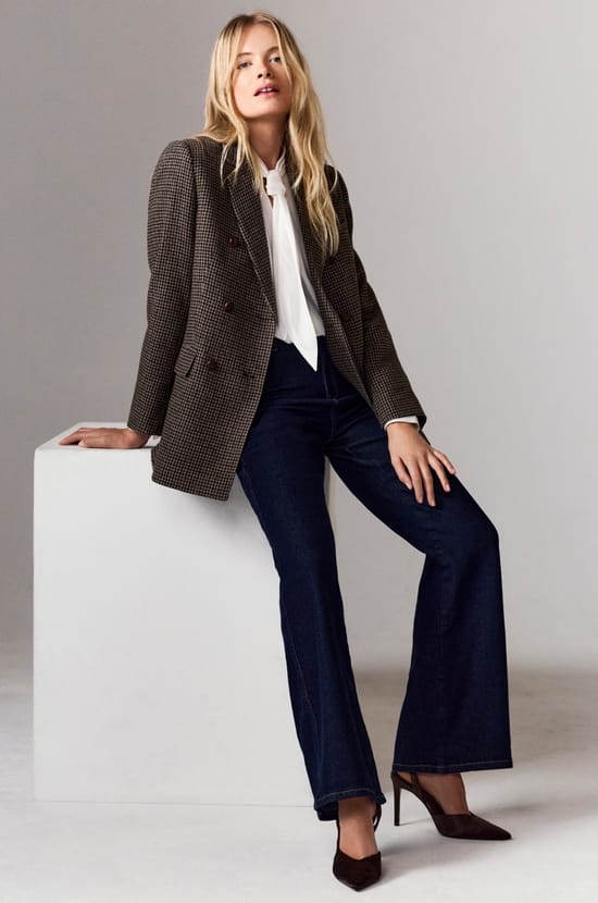 Checkered Blazer Jacket;${refinementColor}