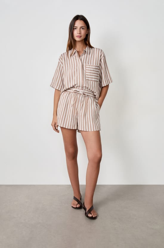 Striped Fluid Shorts;${refinementColor}