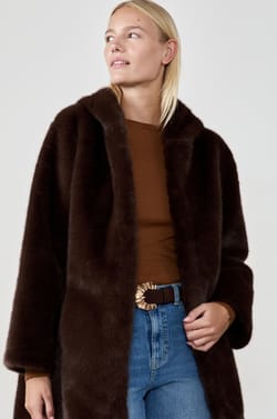 Long Faux Fur Coat;${refinementColor}