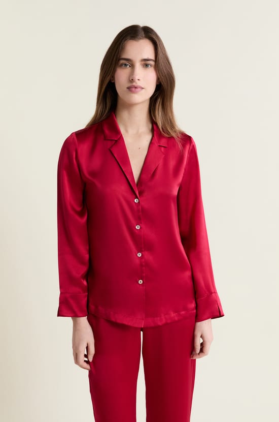 Washable Long-Sleeved Silk Shirt;${refinementColor}