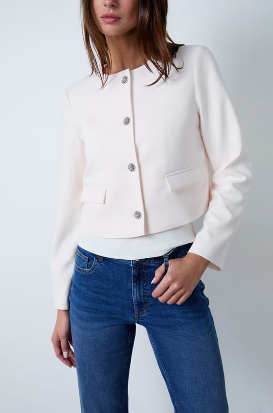 Jacket with jewel buttons;${refinementColor}