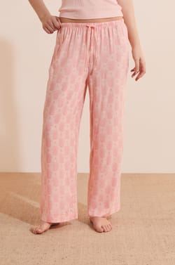 Pantalon de pyjama 7/8 &agrave; motifs;${refinementColor}