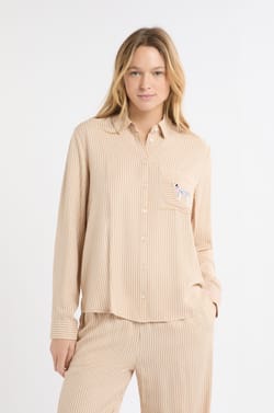 Camisa de pijama a rayas con bordado d&aacute;lmata;${refinementColor}