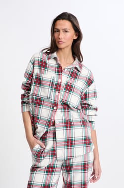 Chemise de pyjama &agrave; carreaux en polaire;${refinementColor}