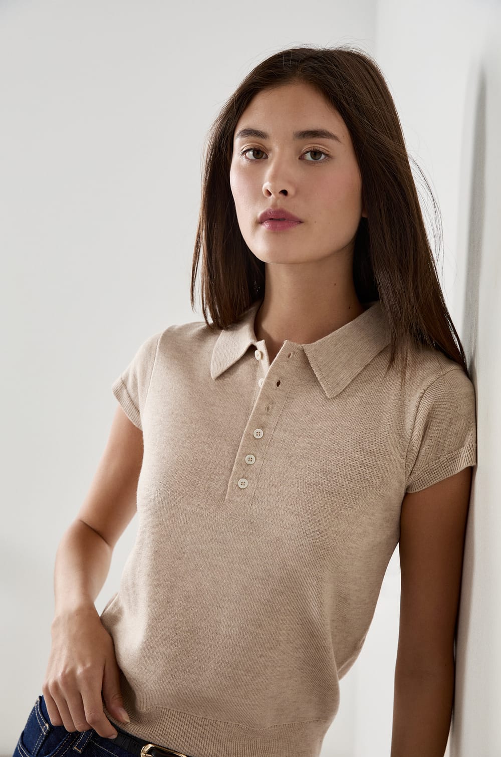 Polo manches courtes &agrave; boutons;${refinementColor}
