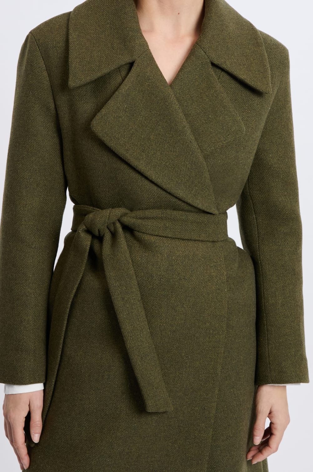 Manteau long ceinturé avec laine;${refinementColor}