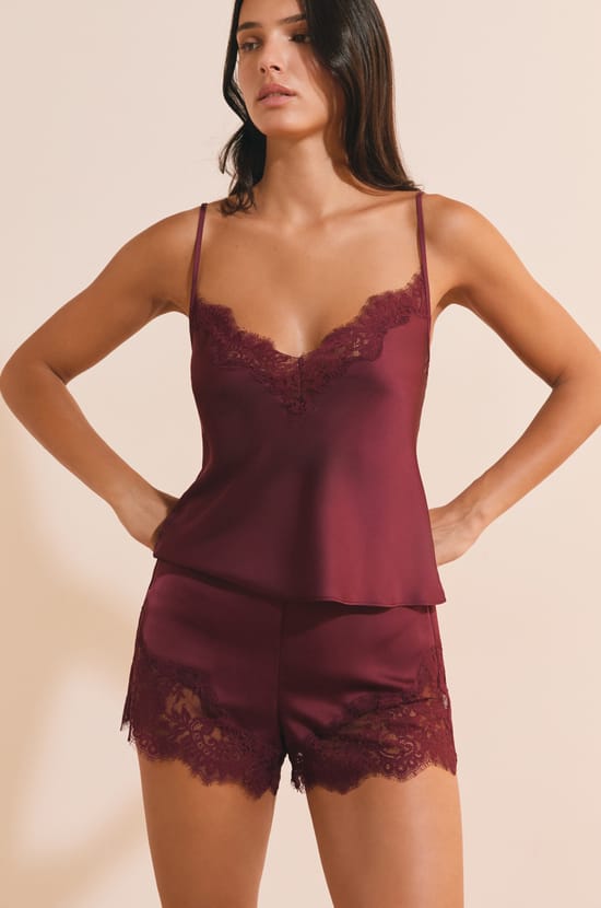 Short de pyjama avec dentelle;${refinementColor}