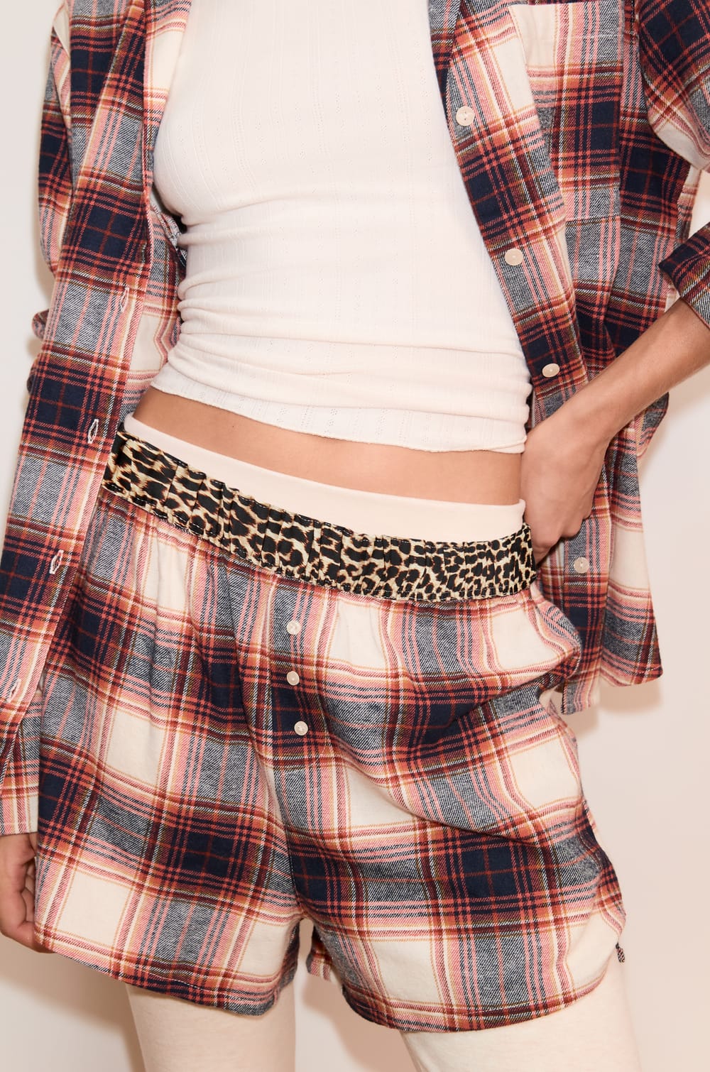 Checkered Pyjama Shorts;${refinementColor}