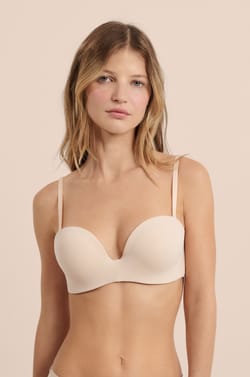 Soutien-gorge bandeau microfibre push-up bretelles amovibles;${refinementColor}