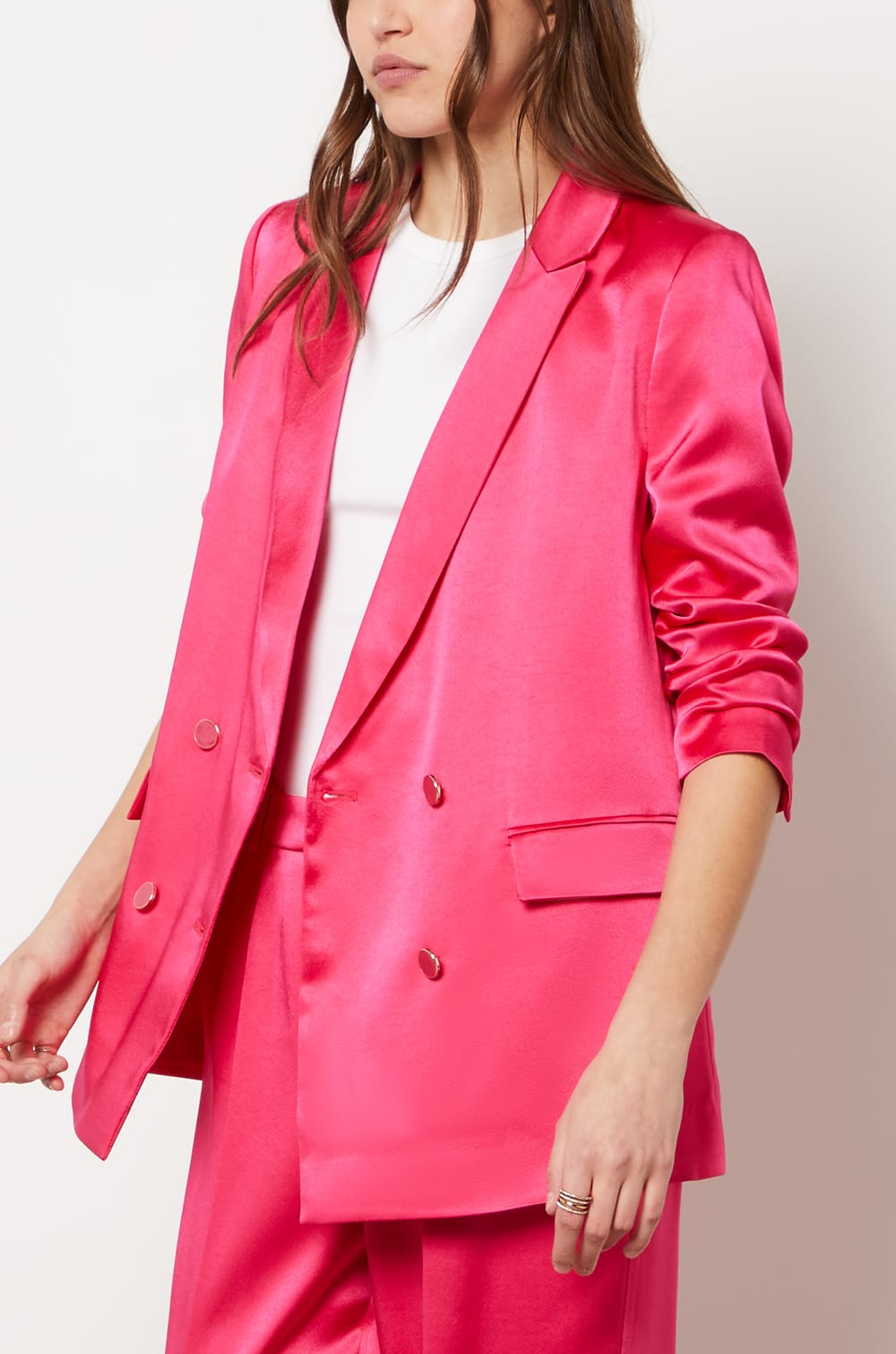 Satin Blazer Jacket;${refinementColor}