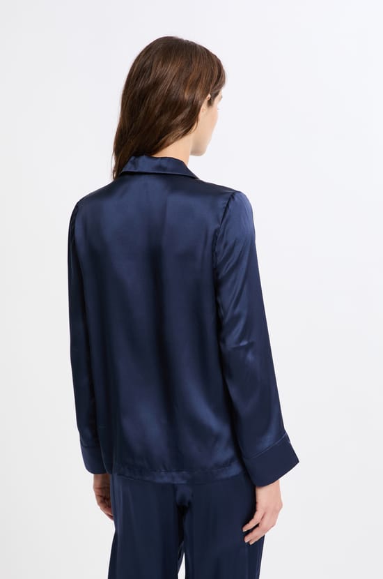 Chemise de pyjama manches longues en soie;${refinementColor}