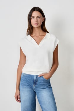 Pull polo sans manches;${refinementColor}