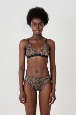 BH ohne Bügel Triangel-BH Leoparden-Tüll;${refinementColor}