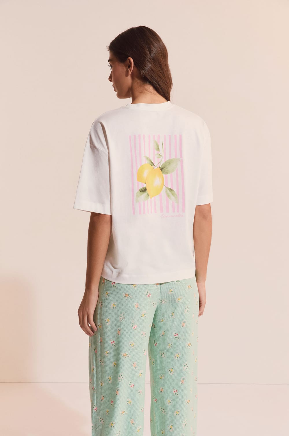 T-shirt de pyjama en coton avec illustration citron;${refinementColor}
