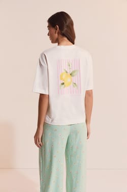T-shirt de pyjama en coton avec illustration citron;${refinementColor}