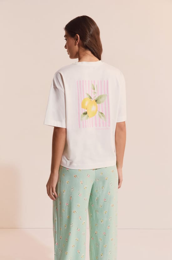T-shirt de pyjama en coton avec illustration citron;${refinementColor}