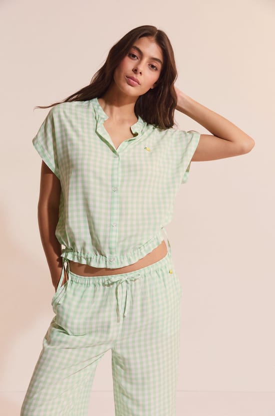 Pantalon vichy avec motif citron;${refinementColor}