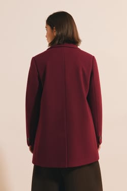Manteau mi-long crois&eacute; avec laine;${refinementColor}