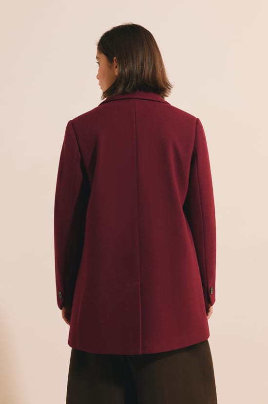 Manteau mi-long crois&eacute; avec laine;${refinementColor}
