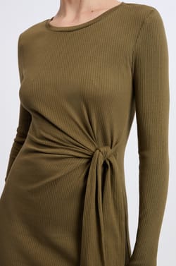 Dress with tie detail in cotton;${refinementColor}