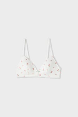 Lightly Lined Cotton Pointelle Patterned Bra;${refinementColor}