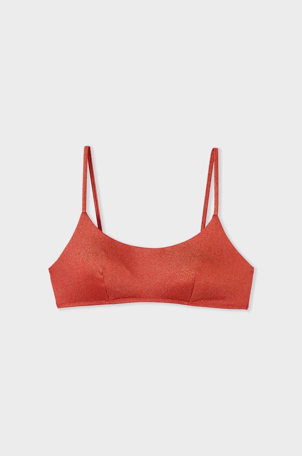 Glittery tie-front bikini top;${refinementColor}