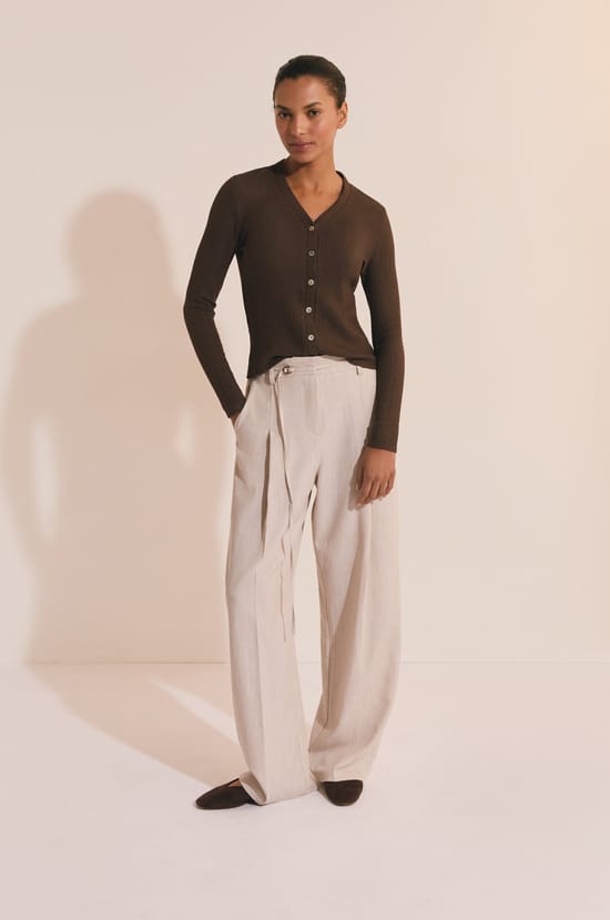 Ribbed Cotton Cardigan;${refinementColor}