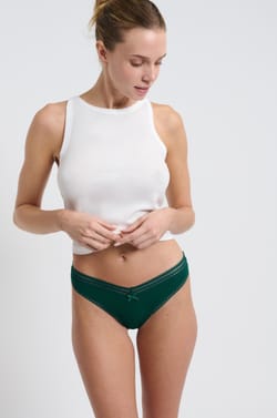 Tanga V-shape en microfibre et dentelle;${refinementColor}