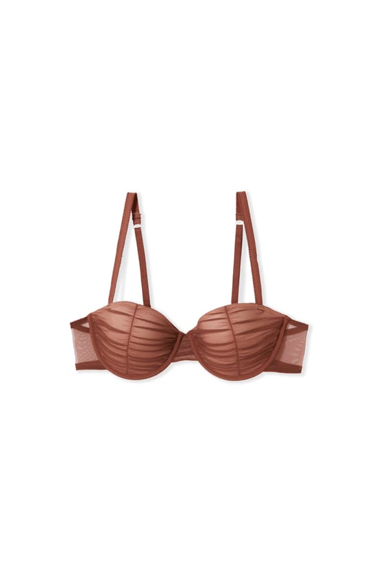 Soutien-gorge balconnet coques fines en tulle;${refinementColor}