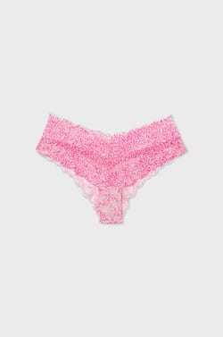 Braguita brasileña en V de encaje estampado;${refinementColor}