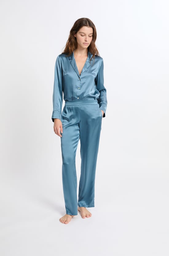 Pantalon de pyjama en soie;${refinementColor}