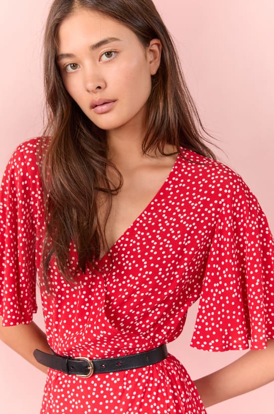 Long Polka Dot Dress;${refinementColor}