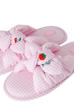 Cotton Slippers with Bow;${refinementColor}