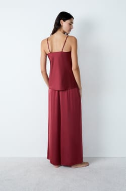 Satin camisole with lace neckline;${refinementColor}