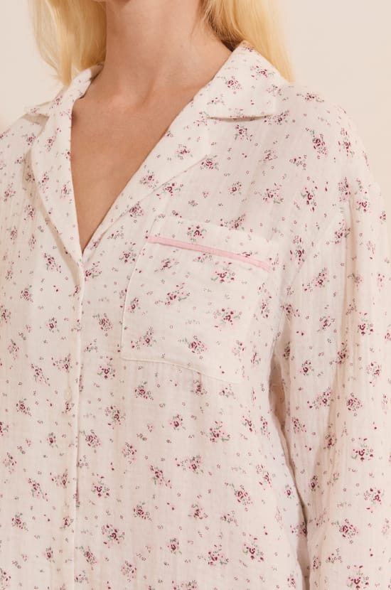 Chemise de nuit &agrave; motifs en coton;${refinementColor}
