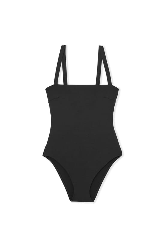 One-Piece Shaping Swimsuit with Square Neckline;${refinementColor}