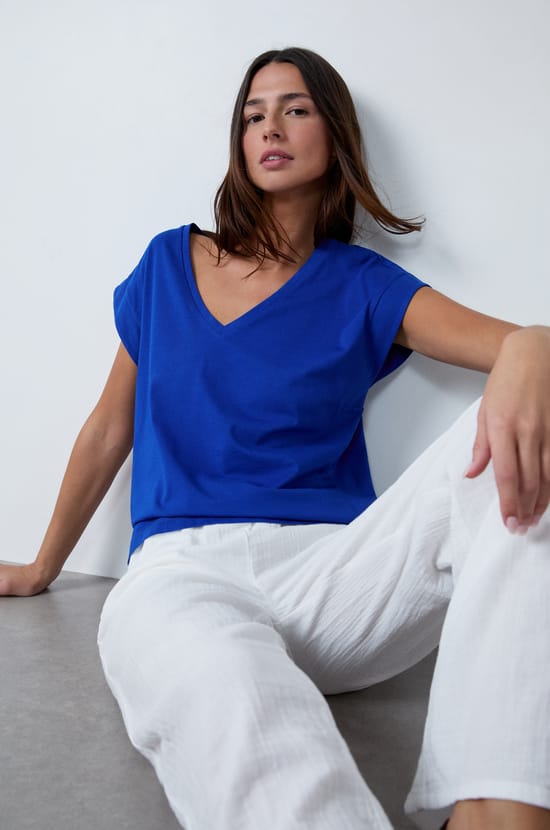 T-shirt manches courtes en coton;${refinementColor}