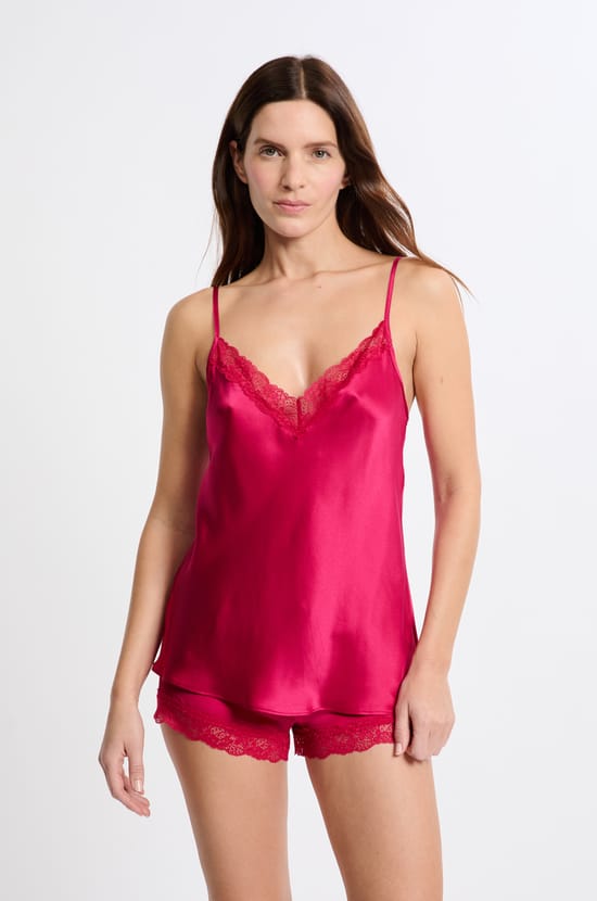 Trägertop aus Seide mit Spitzendetails;${refinementColor}