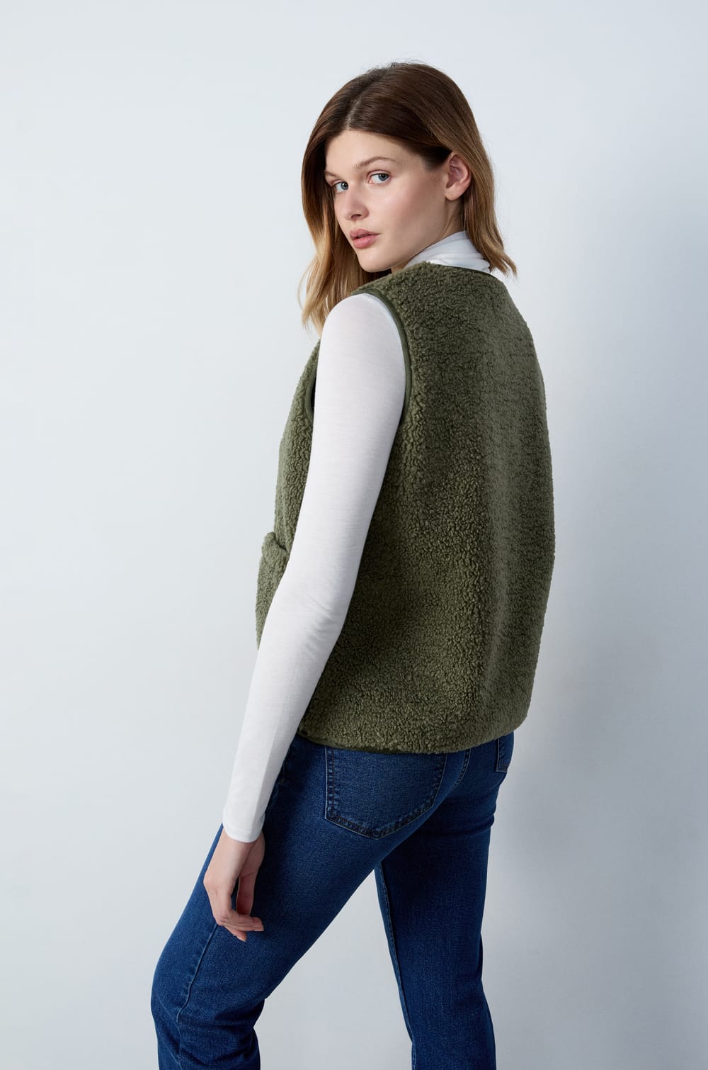 Sleeveless Bouclé Jacket;${refinementColor}