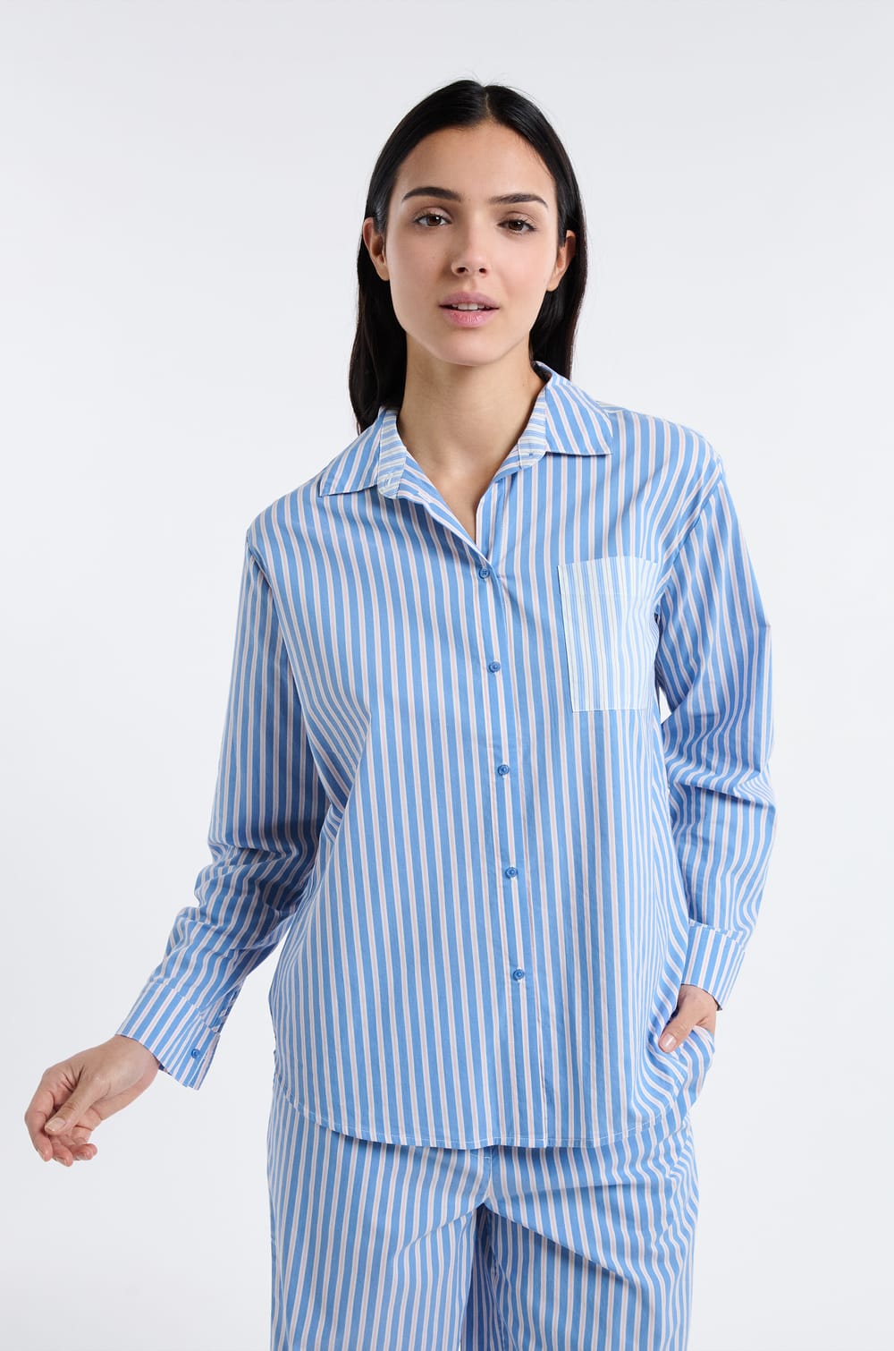 Pyjama Hemd mit Streifen;${refinementColor}